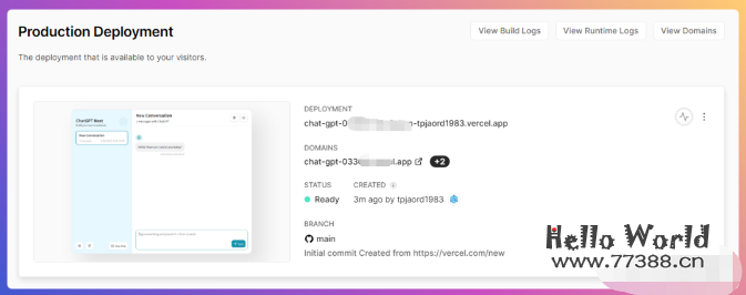 1分钟拥有你自己的 ChatGPT网站(一键部署)